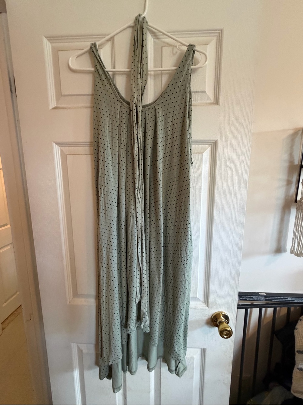 Latched Mama Sage Green Polka Dot Midi Dress.